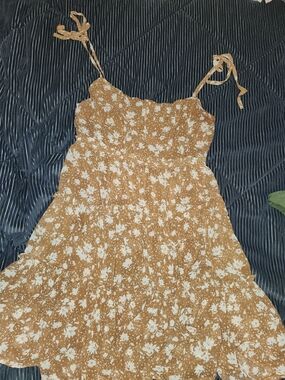 Blu Pepper Rust Brown and White Floral Mini Dress